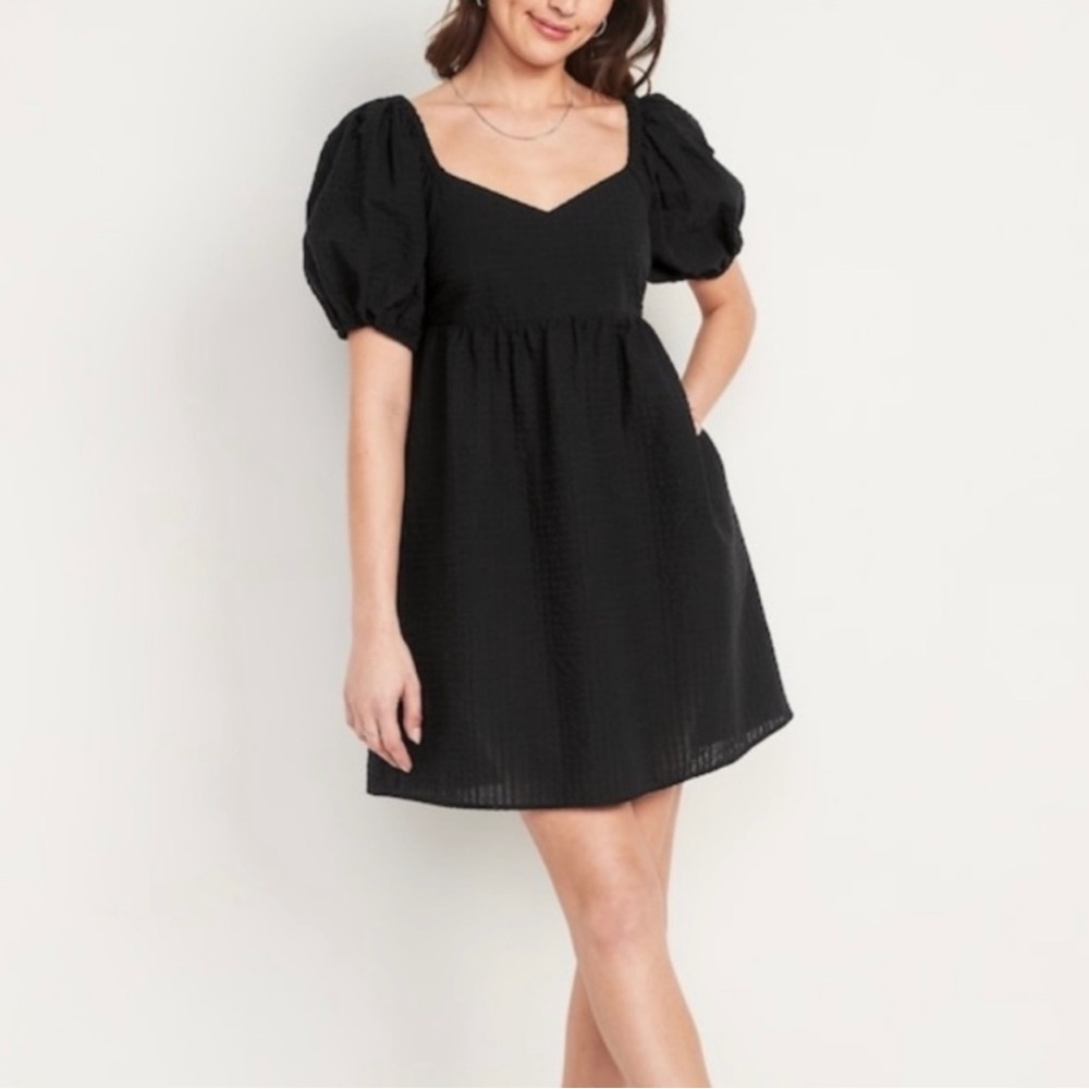 Old Navy Black Puff Sleeve Dress Size Large